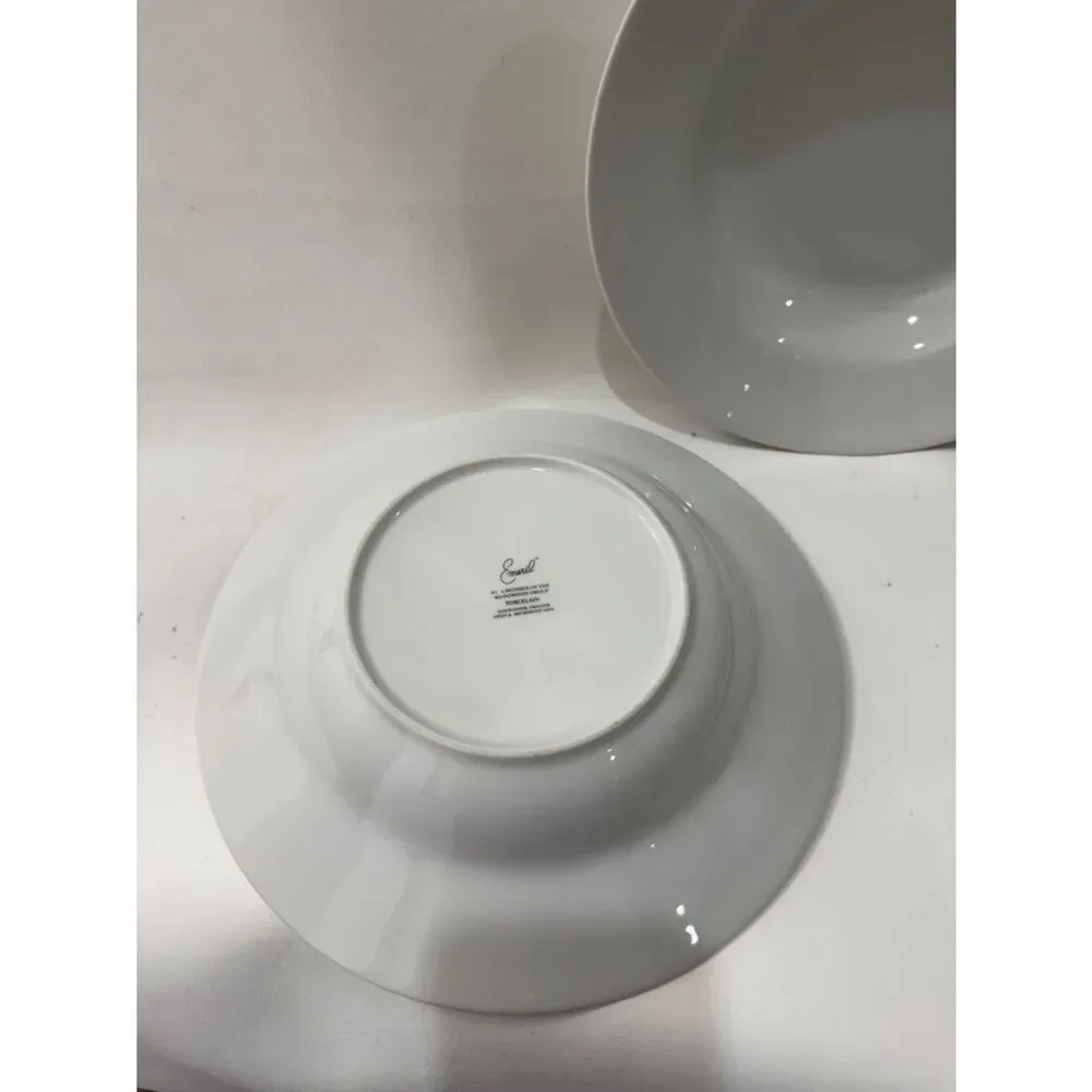 Emeril Wedgwood Porcelain 2 Classic White Ceramic Pasta/Soup Bowls 10 In Round